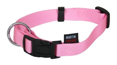 Martin sellier halsband voor hond basic nylon roze 10 mmx20-30 cm