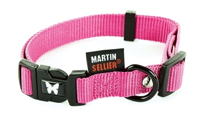 Martin sellier halsband voor hond nylon roze verstelbaar 10 mmx20-30 cm