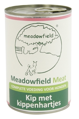 Afbeelding 400 gr Meadowfield meat blik kip / kippenhart hondenvoer door Online-dierenwinkel.eu