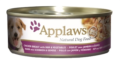 Afbeelding 156 gr Applaws dog blik chicken / ham / vegetables hondenvoer door Online-dierenwinkel.eu