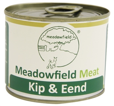 Afbeelding 200 gr Meadowfield meat blik kip / eend hondenvoer door Online-dierenwinkel.eu