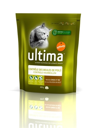 Afbeelding Ultima kat hairbal kattenvoer 400 gr door Online-dierenwinkel.eu