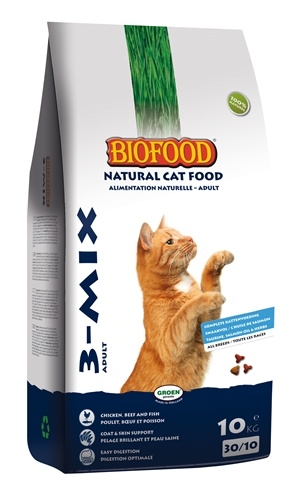 Afbeelding Biofood Kattenbrokjes 3-mix kattenvoer 10 kg door Online-dierenwinkel.eu