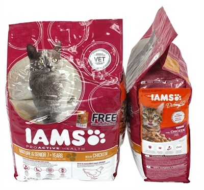 Afbeelding Iams mature / senior chicken met delights pouch kattenvoer 2,55 kg + 85 gr door Online-dierenwinkel.eu