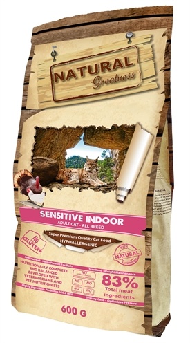 Natural greatness sensitive indoor kattenvoer 600 gr