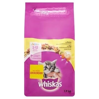 Afbeelding Whiskas Brokjes Junior Kip kattenvoer 1.9 kg door Online-dierenwinkel.eu
