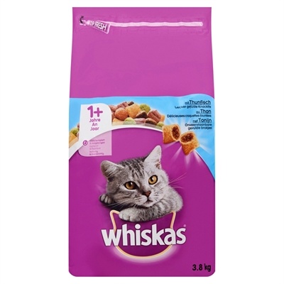 Afbeelding Whiskas Brokjes +1 Tonijn kattenvoer 3.8 kg door Online-dierenwinkel.eu