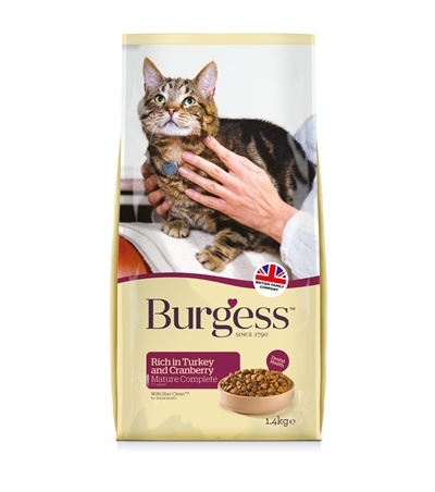 Afbeelding Burgess cat senior rijk aan kalkoen en cranberry kattenvoer 1,4 kg door Online-dierenwinkel.eu