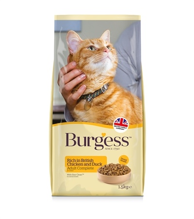 Burgess cat adult rijk aan kip en eend kattenvoer 1,5 kg