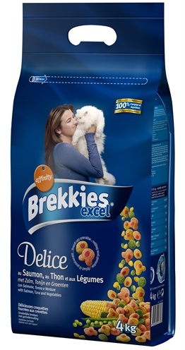 Brekkies kat delice zalm gevuld met tonijn en groenten kattenvoer 4 kg