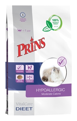 Afbeelding Prins Vitalcare Dieet Hypoallergic Moderate Calorie Kat 1.5 kg door Online-dierenwinkel.eu