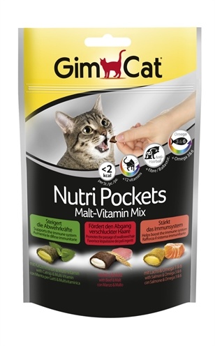 Afbeelding GimCat Nutri Pockets Malt - Vitamin Mix - 150 gram door Online-dierenwinkel.eu