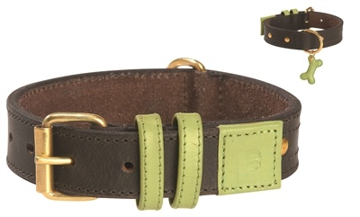 Bobby halsband voor hond urban bruin groen 35x1,8 cm