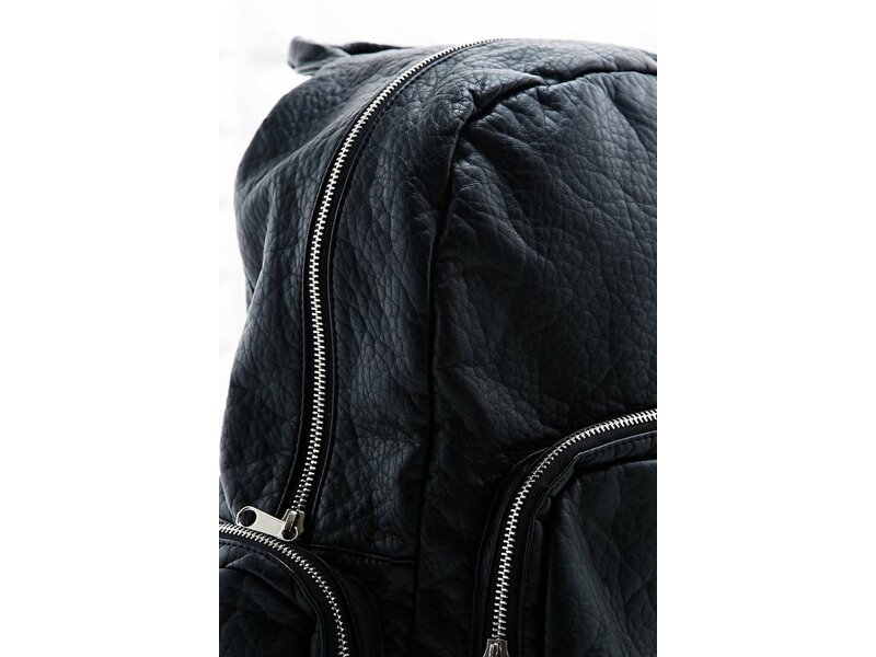 Black leather backpack