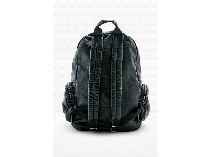 Black leather backpack