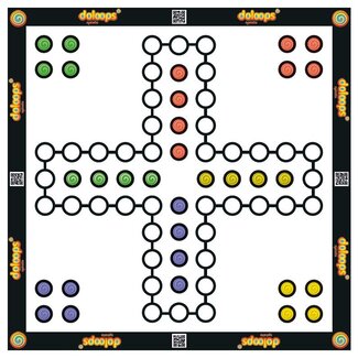 Mens-Erger-Je-Niet XXL - 100x100 tot 500x500 cm - met Dobbelstenen en Pionnen