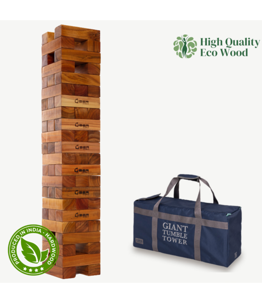 Ubergames Hardhouten Stapeltoren Blokkenspel - Tactisch spel - 21 KG - tot 160 cm hoog - ECO hout Topkwaliteit  - Designed in England - In Luxe Draagtas