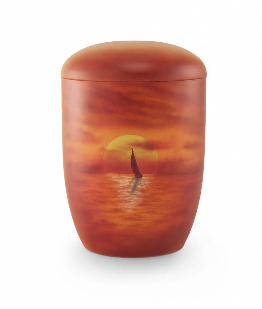 Zee urn zeilboot in zonsondergang - bio