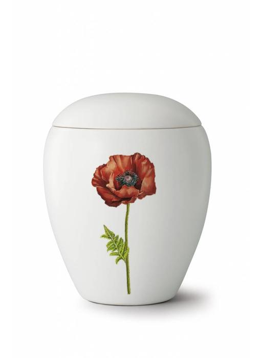 Bianco klaproos urn - Keramiek