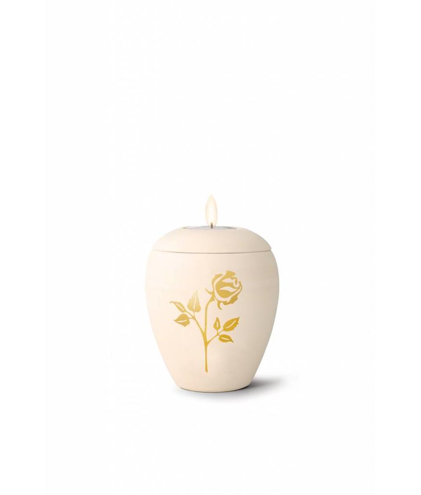 Mini siena roos urn met lichtje - Keramiek