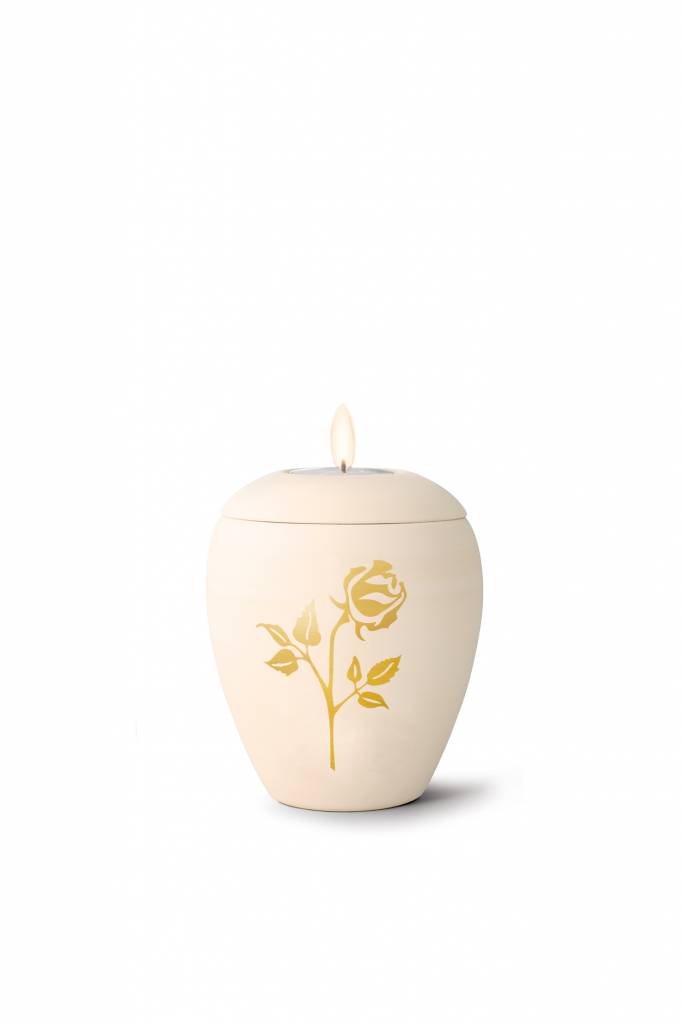  Mini siena roos urn met lichtje - Keramiek