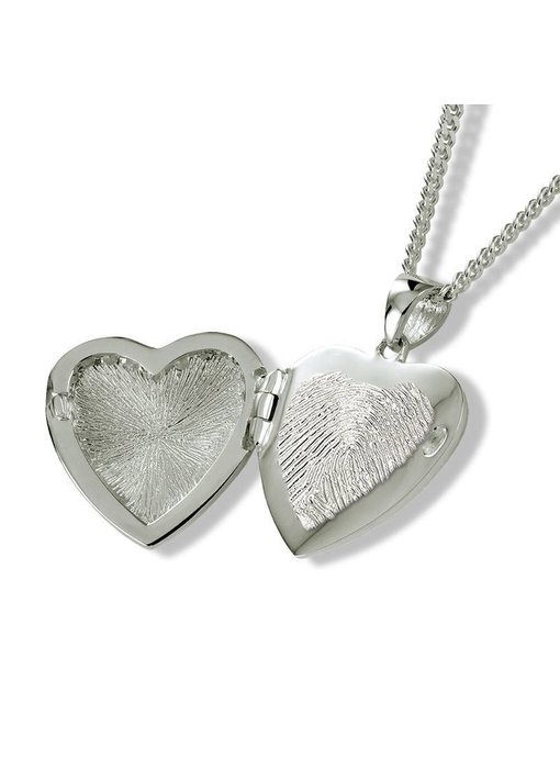 Ashanger wolken hart medaillon met vingerafdruk - 925 Zilver