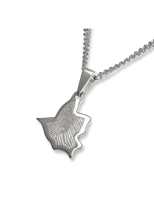 Vingerafdruk vogel mat medium - 925 Zilver