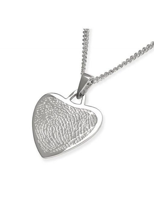 Vingerafdruk hart mat medium - 925 Zilver