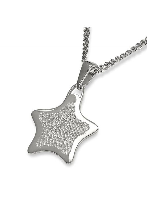 Vingerafdruk ster mat groot - 925 Zilver