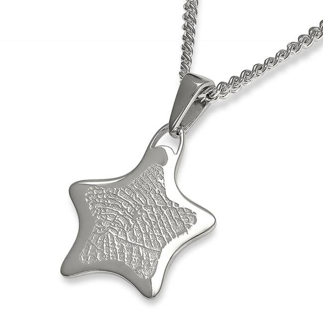  Vingerafdruk ster mat groot - 925 Zilver