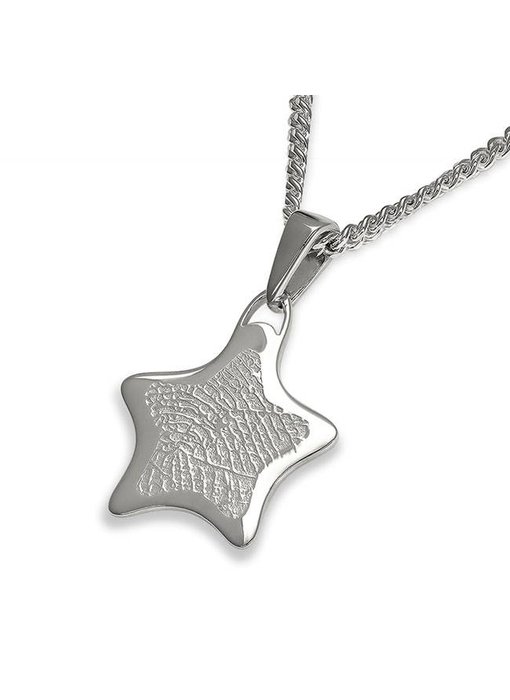 Vingerafdruk ster mat medium - 925 Zilver