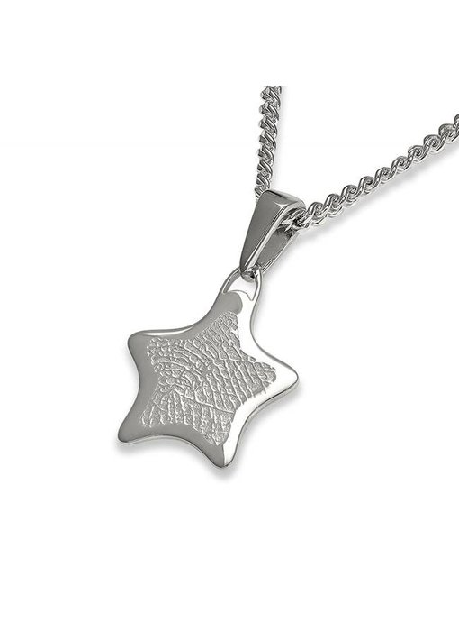 Vingerafdruk ster mat - 925 Zilver