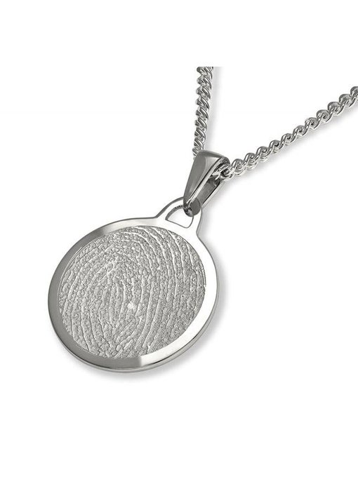 Vingerafdruk hanger circle mat groot - 925 Zilver