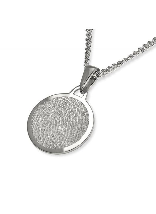 Vingerafdruk hanger circle mat medium - 925 Zilver