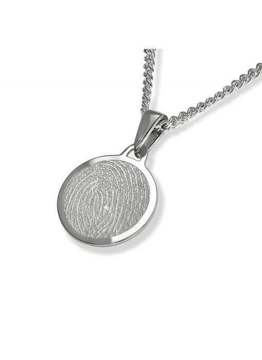 Vingerafdruk hanger circle mat - 925 Zilver