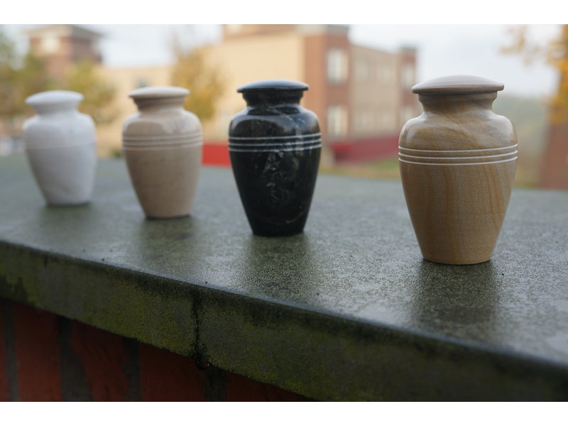 Mini urn teakhout - marmer