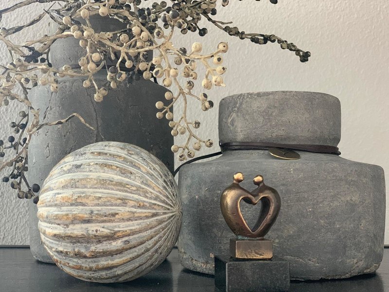 Mini urn hart asbeeldje - brons