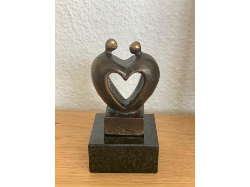 Mini urn hart asbeeldje - brons