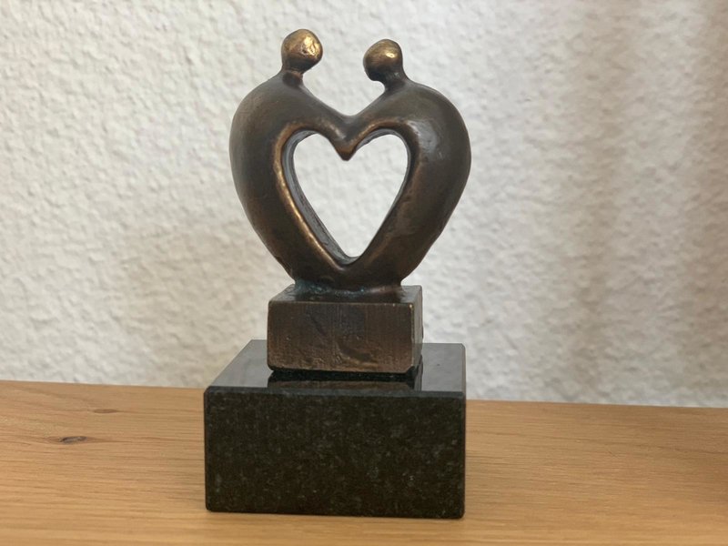 Mini urn hart asbeeldje - brons