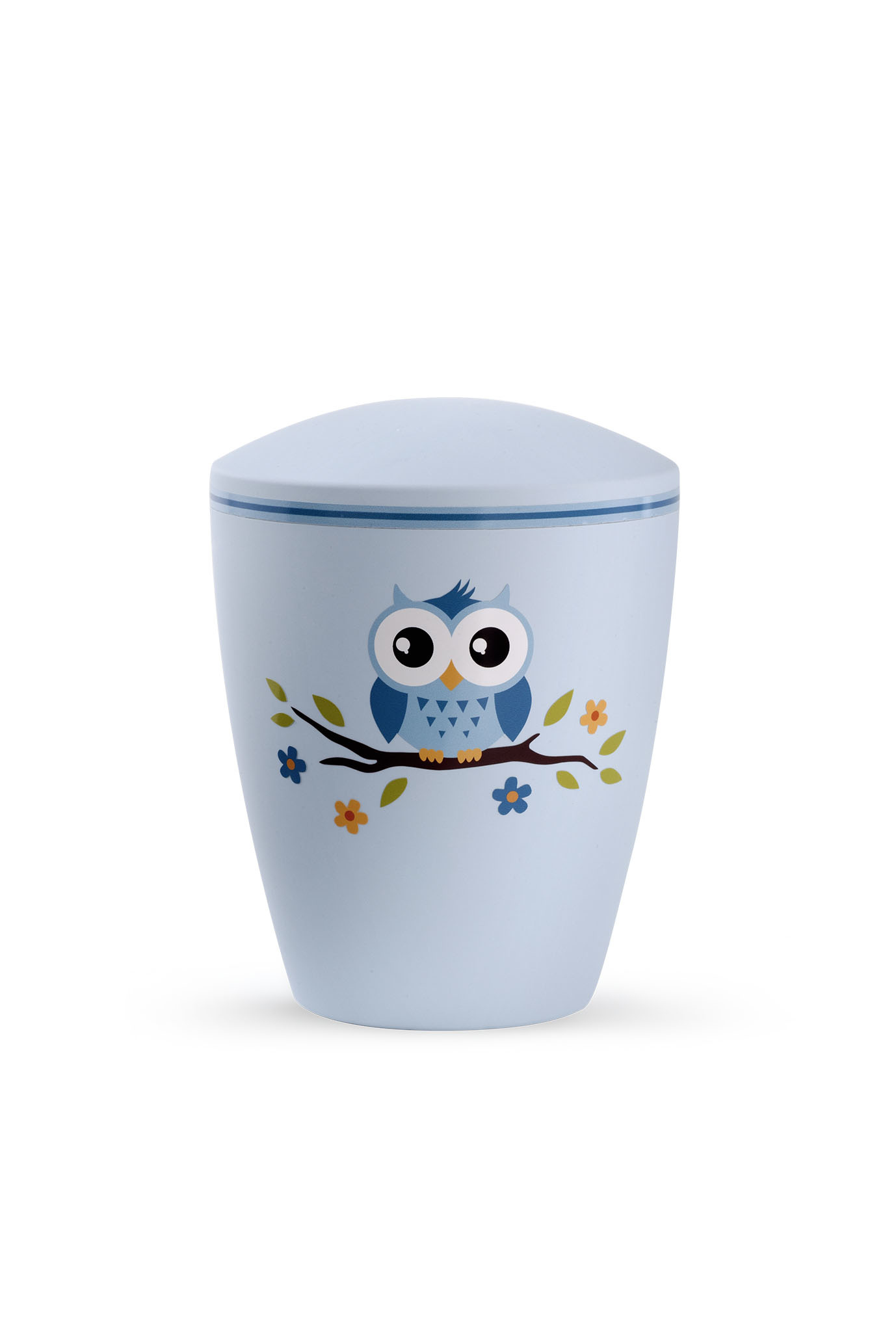 Kinder urn uil op tak zachtblauw - bio