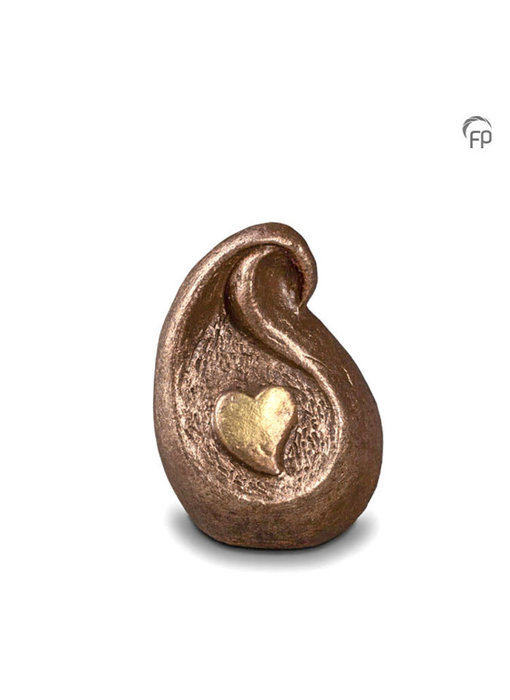 Mini urn hart in traan - keramiek