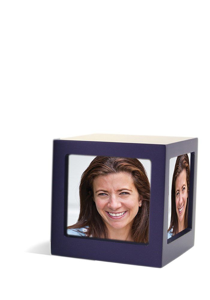  Foto kubus urn violet L - hout