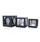 Foto kubus urn blauw M - hout