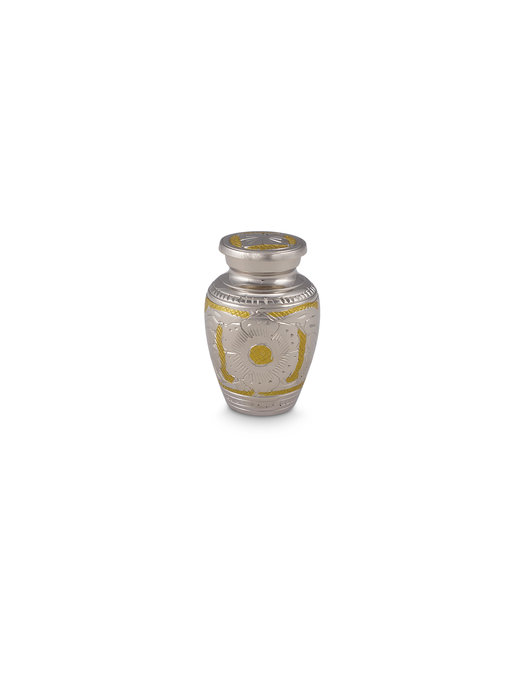 Mini urn zilver en goudkleurig - messing