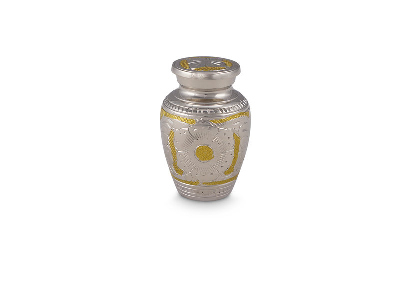 Mini urn zilver en goudkleurig - messing