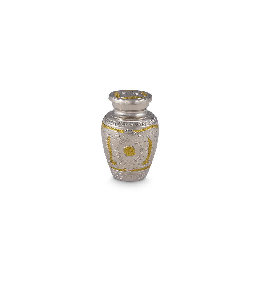 Mini urn zilver en goudkleurig - messing