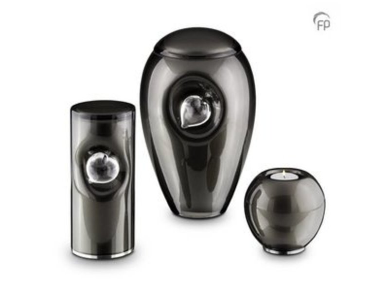 Cilinder urn zwart - glas