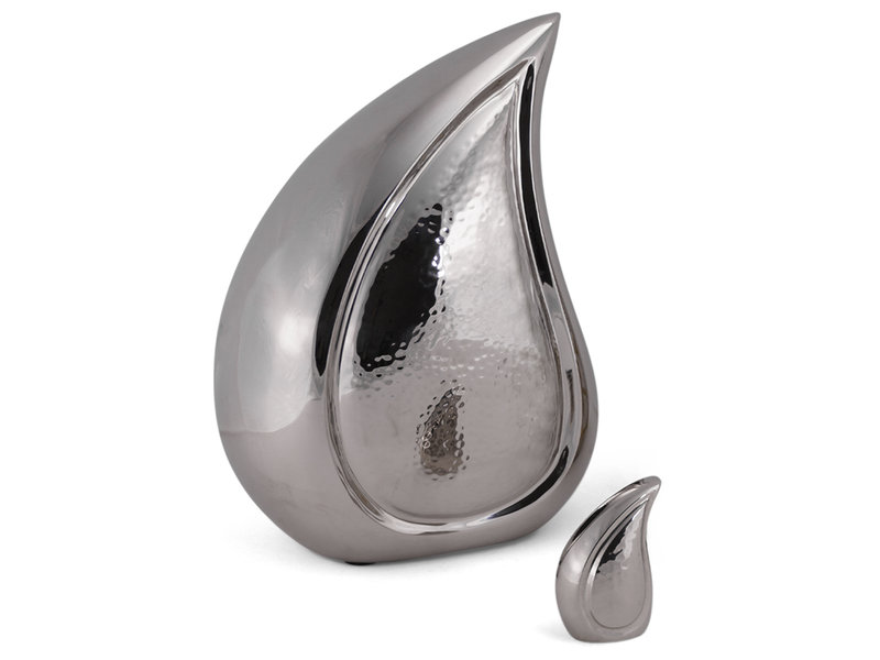 Teardrop urn groot zilver - messing