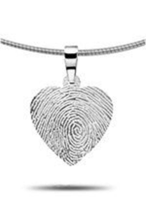 Vingerafdruk hanger hart - witgoud