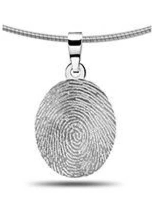 Vingerafdruk hanger ovaal -witgoud